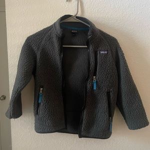 Patagonia Kids Gray Fleece Jacket with Blue Accents